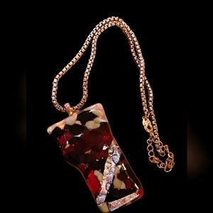 Premier Jewelry necklace Red, Black, Silver, and White in  Murano Glass style